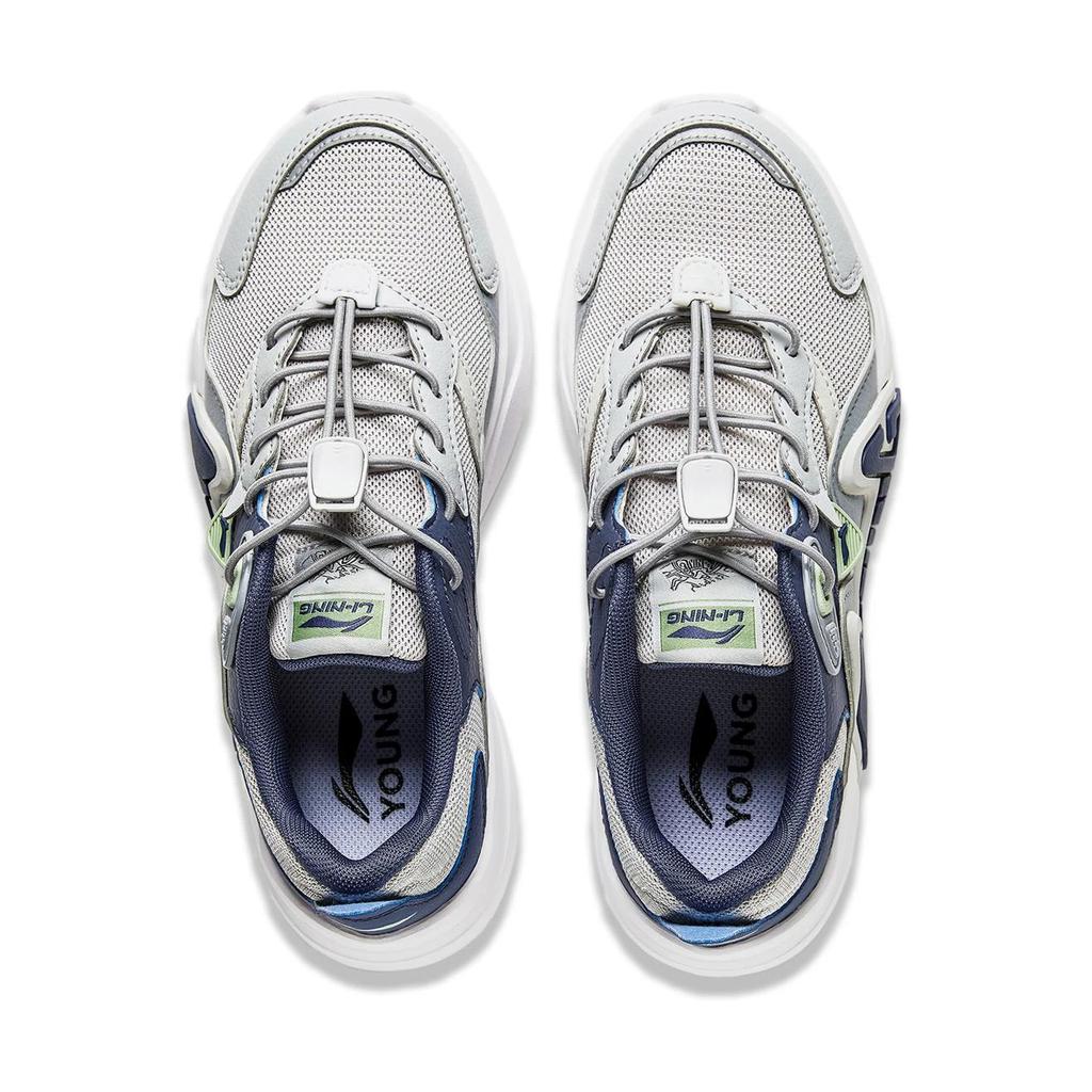 Li Ning Kinder Ln 90 Fly V3 Bequeme Einfache Rutschfeste Verschleißfeste Freizeitschuhe Kinder Freizeitschuhe Grau Blau YKCU066-5