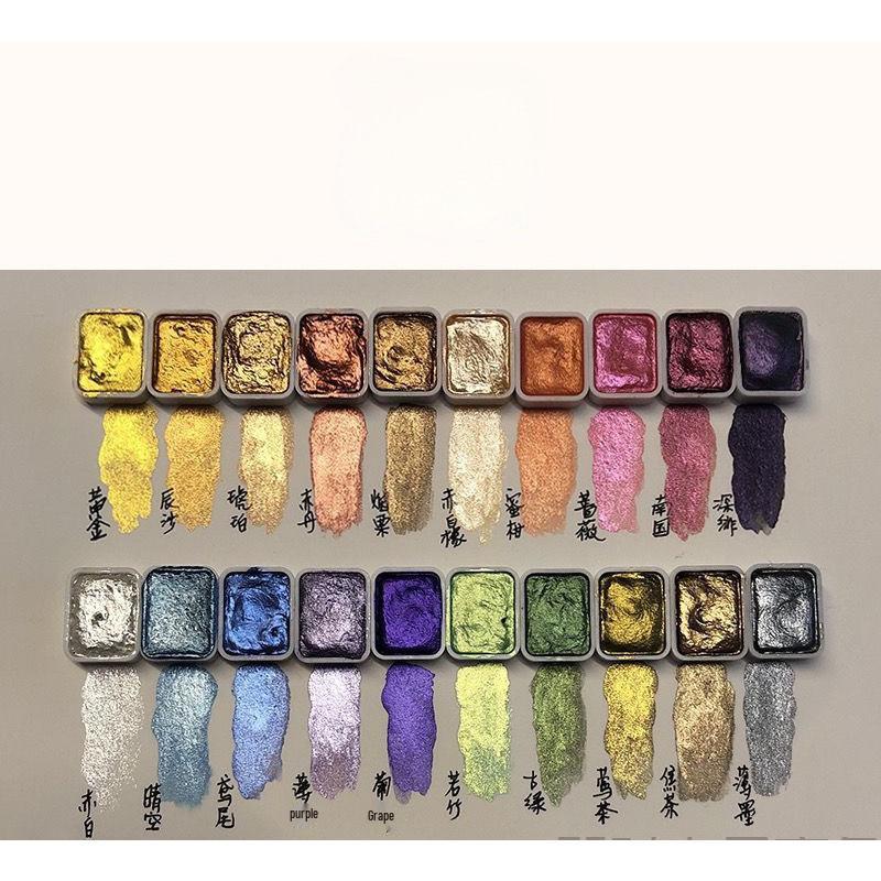 Gold & Silver Iridescent Pearlescent Watercolor Paint for Nail Art & Chinese Thangka Painting