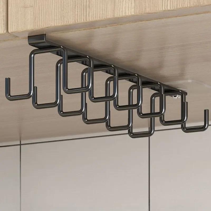 Dulapuri de depozitare multifuncționale cu cârlig, fără găurire, suport pentru pahare, scule de bucătărie, agățat, organizator de depozitare, raft
