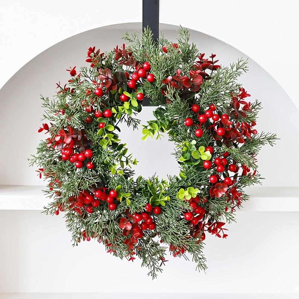 40x40cm Christmas Wreath Fashion Winter Berry Wreath Front Door Christmas Wreath Red Berry Xmas Decoration for Window Wall Decor