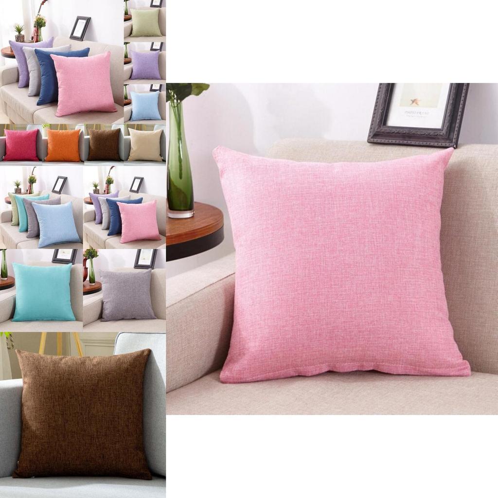 Elegant Cotton Linen Solid Throw Pillow Cover For Stylish Home Office Decor