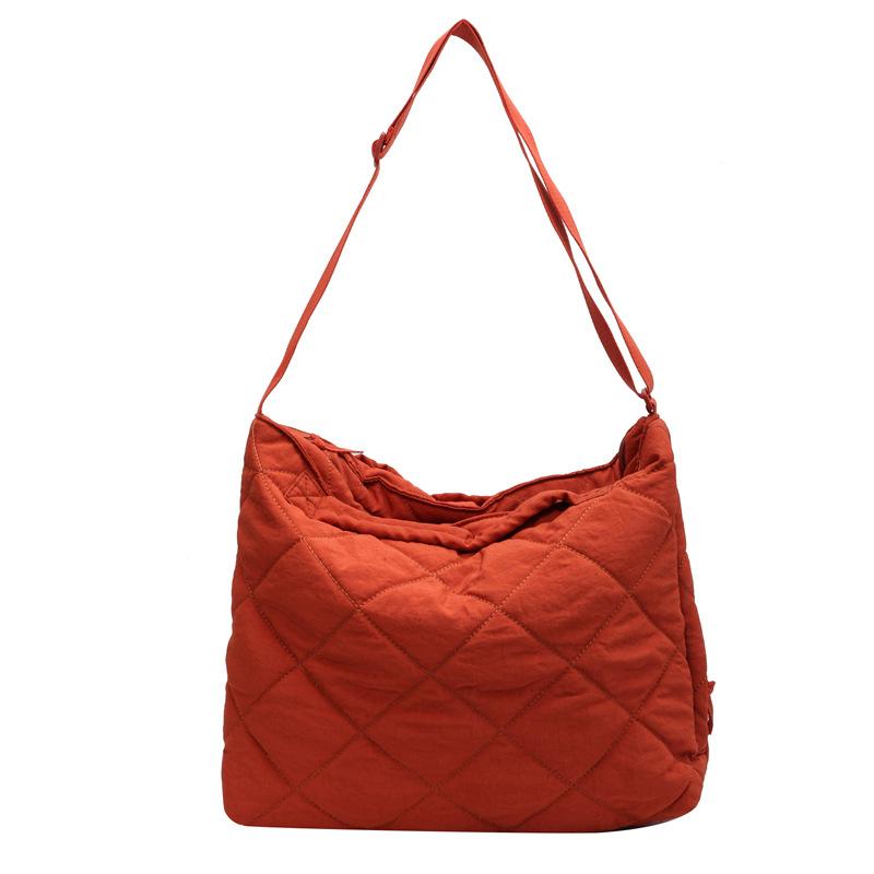 

Осень и зима новая тканевая сумка мягкая вощеная стеганая сумка-мессенджер большая вместимость студенческая сумка через плечо для занятий рабочая сумка оранжевый