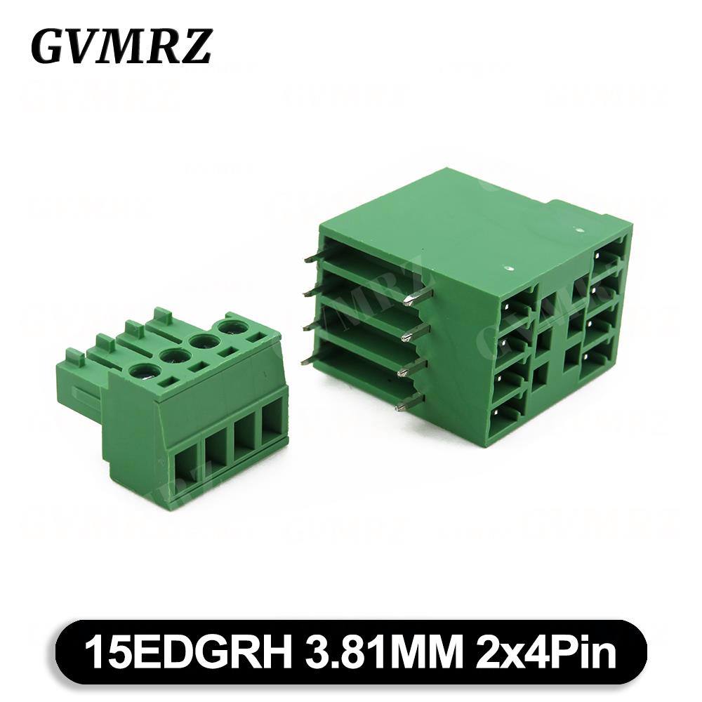 5Set 15EDG KF15EDGRH 3.81mm 2x2 ~ 2X12 pin Double row pluggable terminal block PCB welding plate Plug + Pin Socket