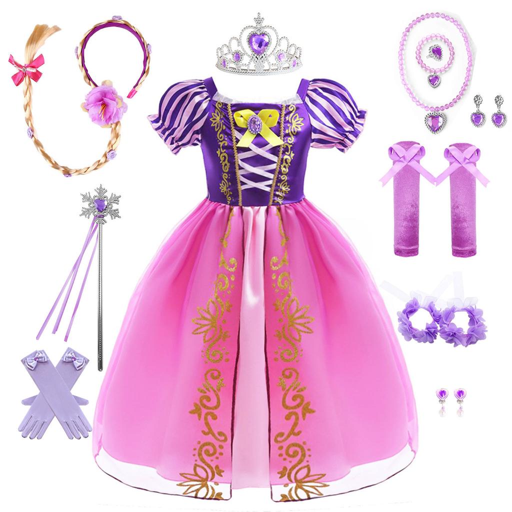 Little Girls Purple Princess Rapunzel Birthday Party Cosplay Halloween Easter Carvinal Fancy Dress Girls Holiday Party Dress-Up