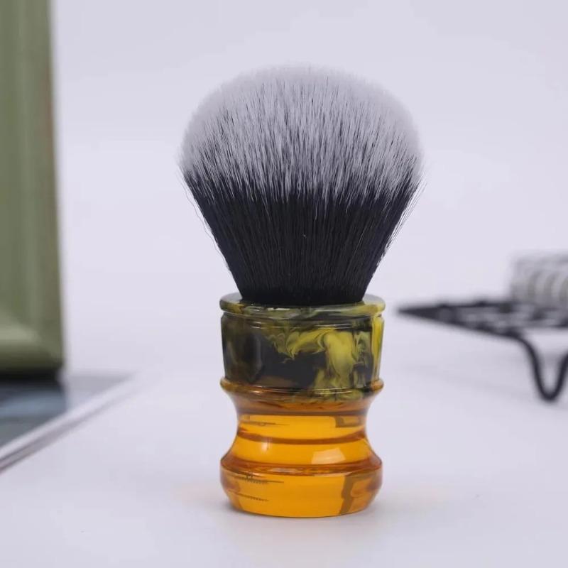 Yaqi 24mm Wet Shaving Brush & Sandalwood Soap Set For Men Travel Beard Care Tool Black/White Tuxedo Synthetic Fibre Resin Handle