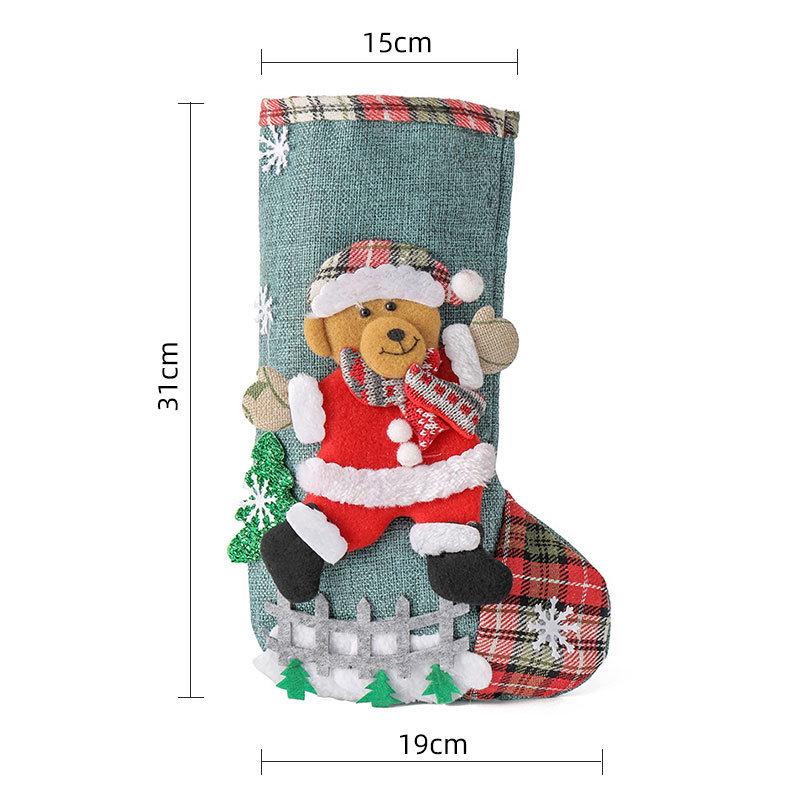 Large Cross-border Linen Christmas Stocking Gift Bag