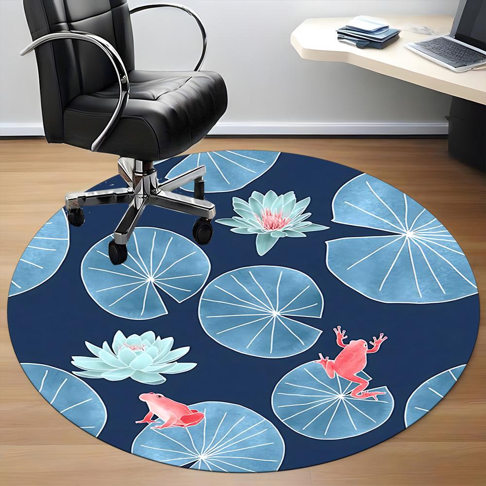 1pc Frog Lily Office Round Area Rug, Under Office Chairs Bedroom Living Room Home Decor, Room Deco, Available in Various Sizes