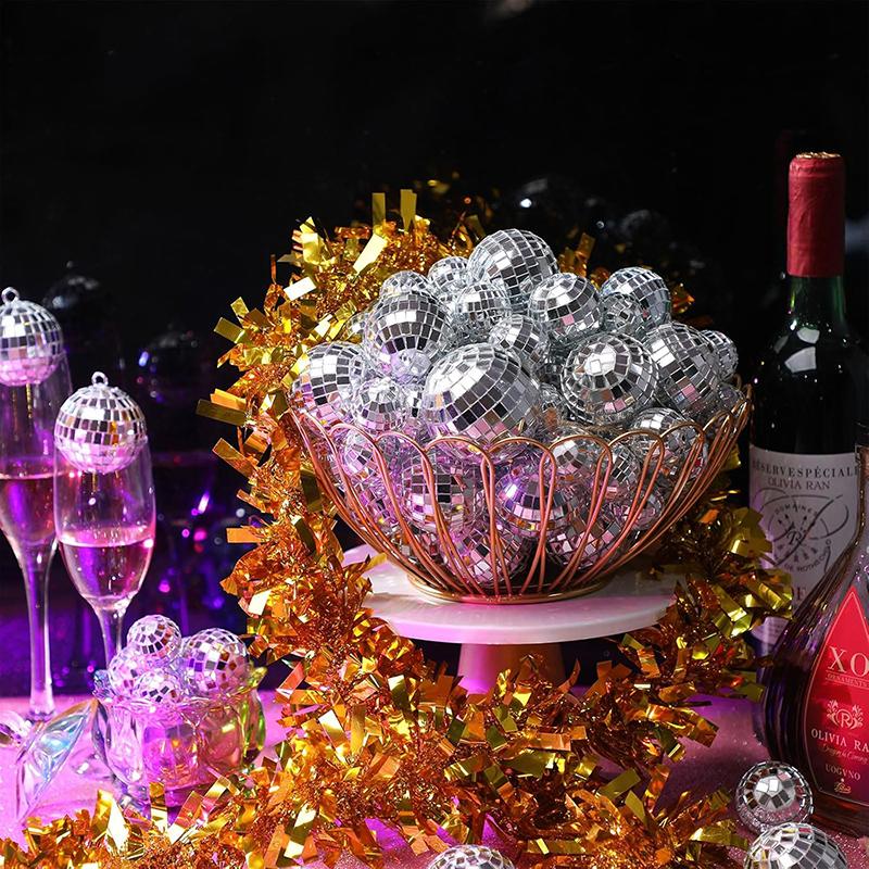 10Pc Mini Mirror Disco Ball Stage Light Reflective Rotating Bright Silver Glass Ball Christmas Birthday Wedding Party Cake Decor