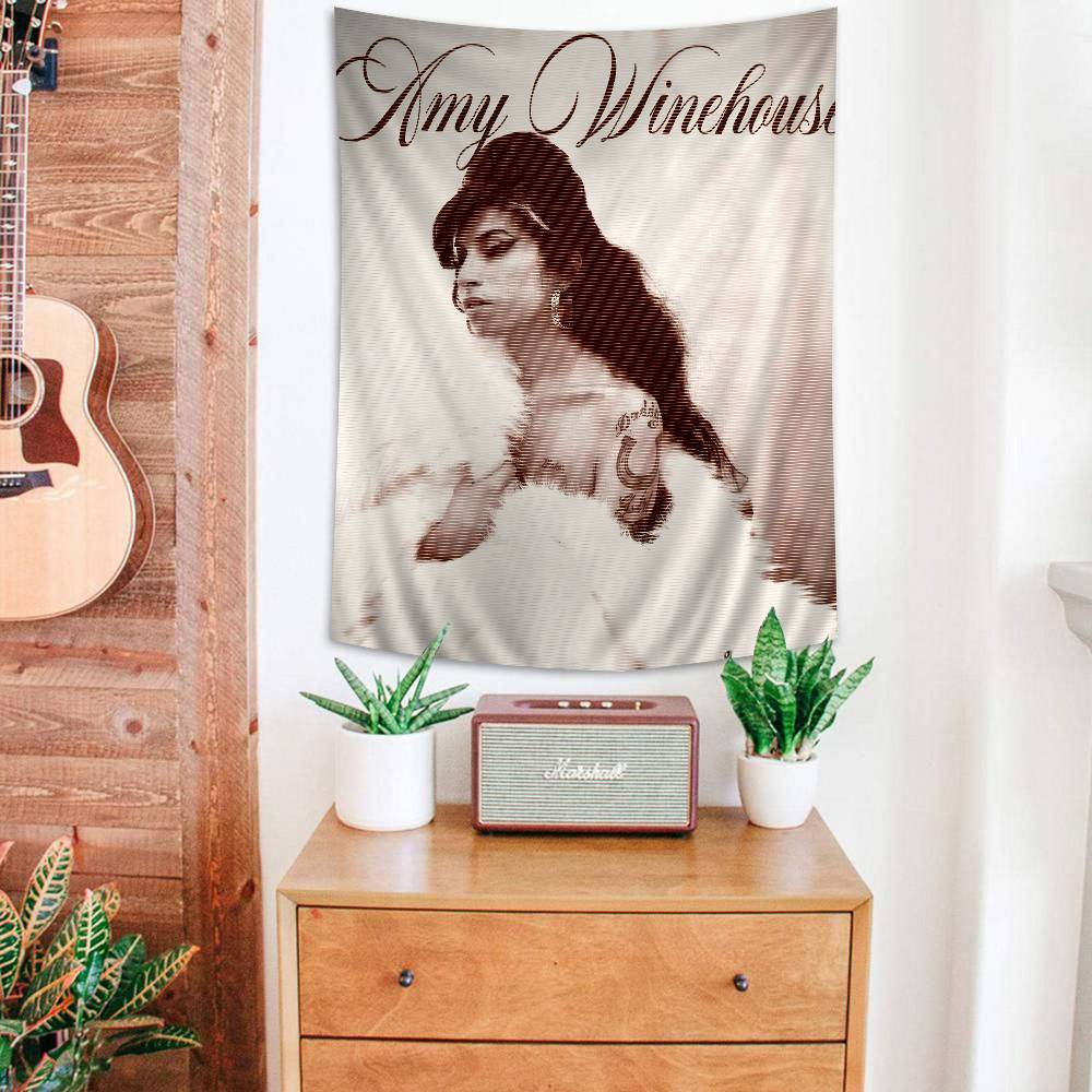 Famous Music Singer Amy Winehouse Classic Vintage Printed Large Wall Tapestry Wall Hanging Decoration Household Decor Blanket