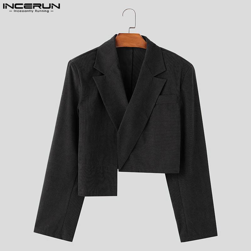 INCERUN Pánské S Dlouhým Rukávem Vpředu Křížené Nepravidelné Manšestrové Krátké Blejzry Kabáty