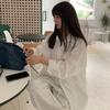 Women Blouses Basic Korean Fashion Long Sleeve White Black Shirts Oversized Streetwear Chic Female Cardigan All-match