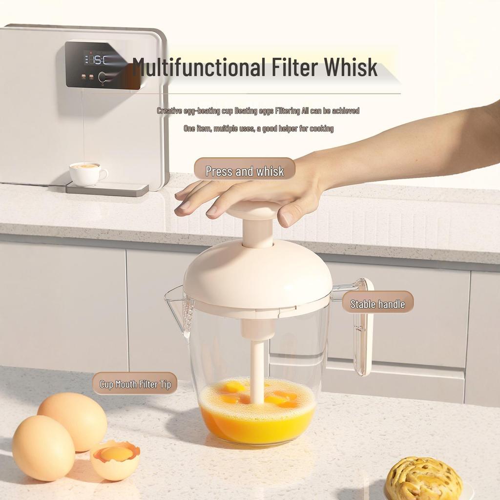Large Capacity Multifunctional Egg Beater and Blender with Press-Type Foaming Whisk for Baking