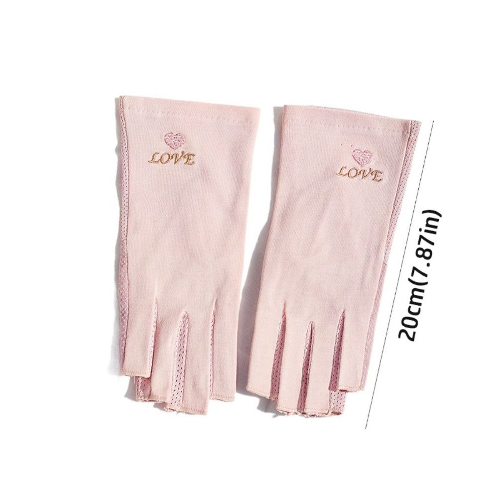 New Half Finger Sunscreen Gloves Breathable UV Protection Manicure Gloves Highly Elastic Riding Driving Gloves Summer