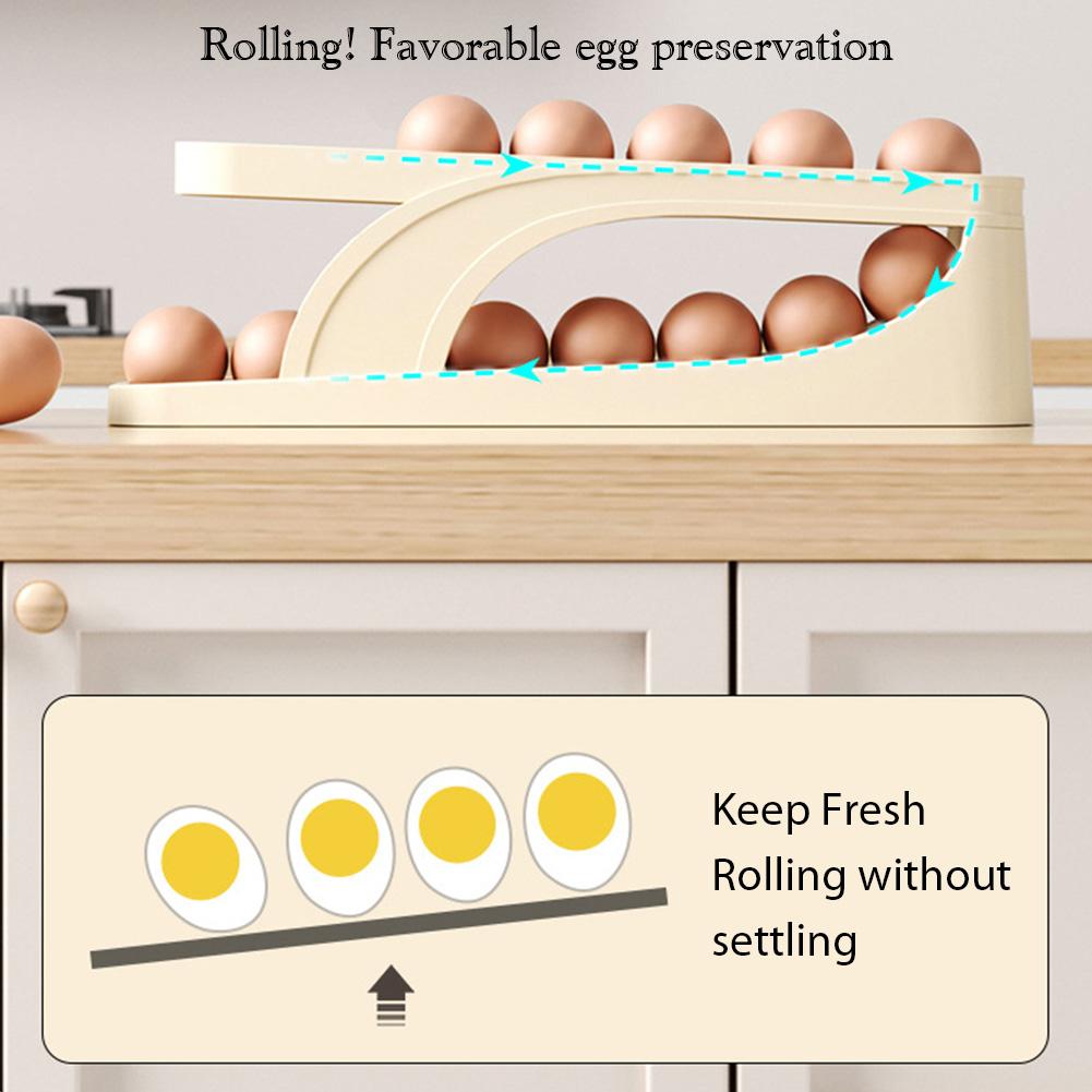 Egg Storage Box Egg Case Holder Large Capacity Egg Tray Organizer Household Space-Saving Eggs Rolling Rack for Refrigerator