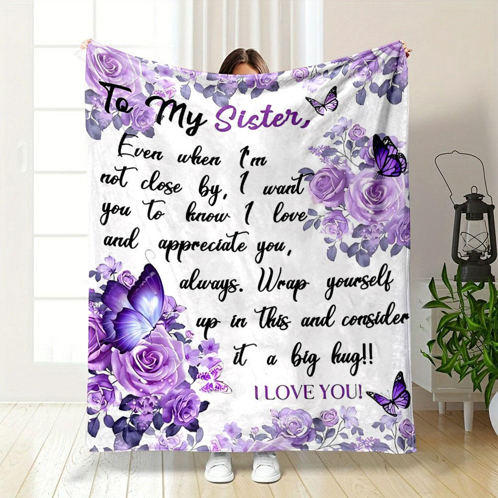 Purple Floral Butterfly Sister Gift Blanket bedroom Blanket for Livingroom Couch lunch break Soft throw for Friend's festival Gift