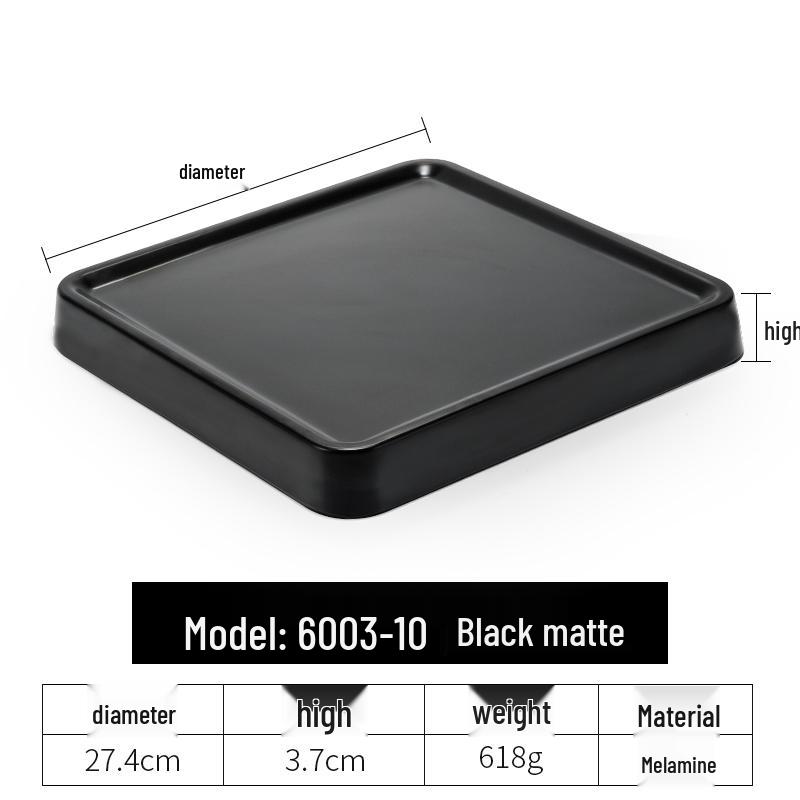 Black Melamine Japanese Sushi Tray - Long Shallow Plate for BBQ & Food Arrangement