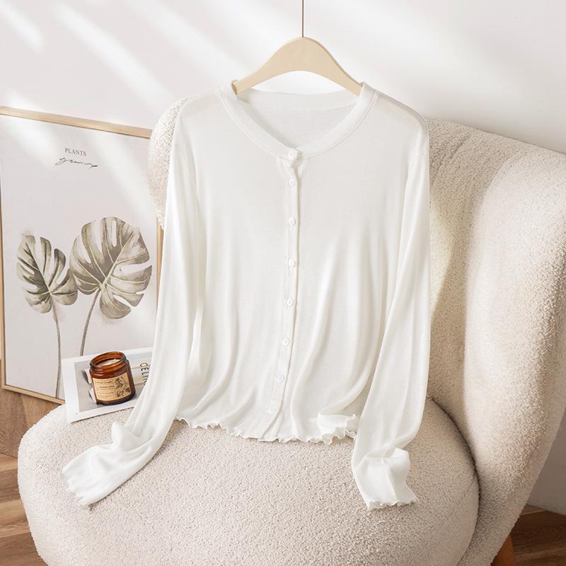 2026 Hangzhou Women's Summer Mulberry Silk Lyocell Cardigan T-shirt: Sun Protection & Body Concealment