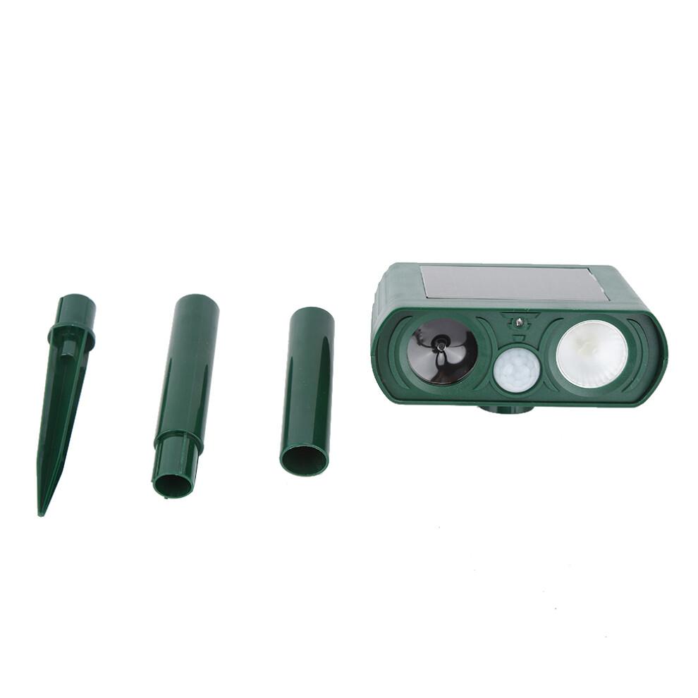 Tuinbeschermer, ultrasone dierenverjager met bewegingsdetectie, knipperende LED-lampen op zonne-energie, constructie