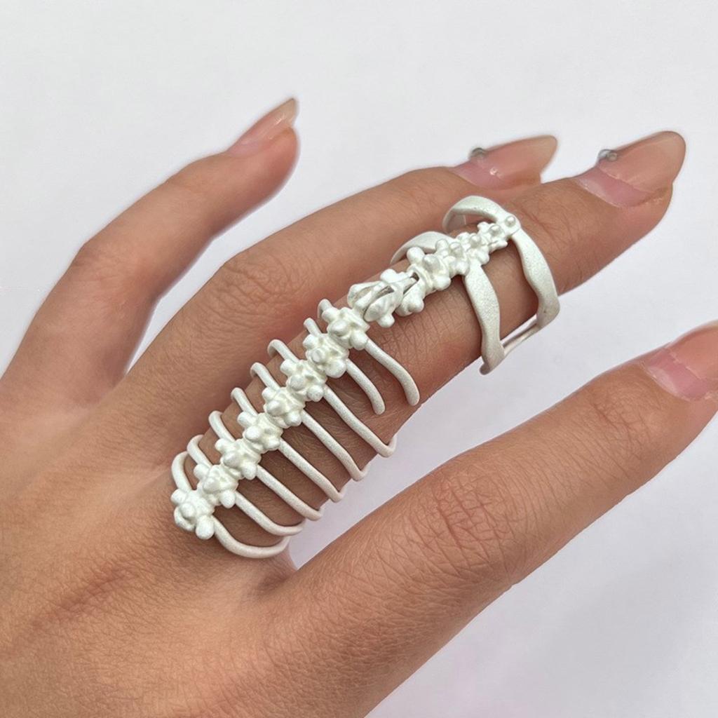 Adjustable Open Rings Unique Spine Designs Stylish Hollow Rings Suitable for Punk and Alternative Style Enthusiasts