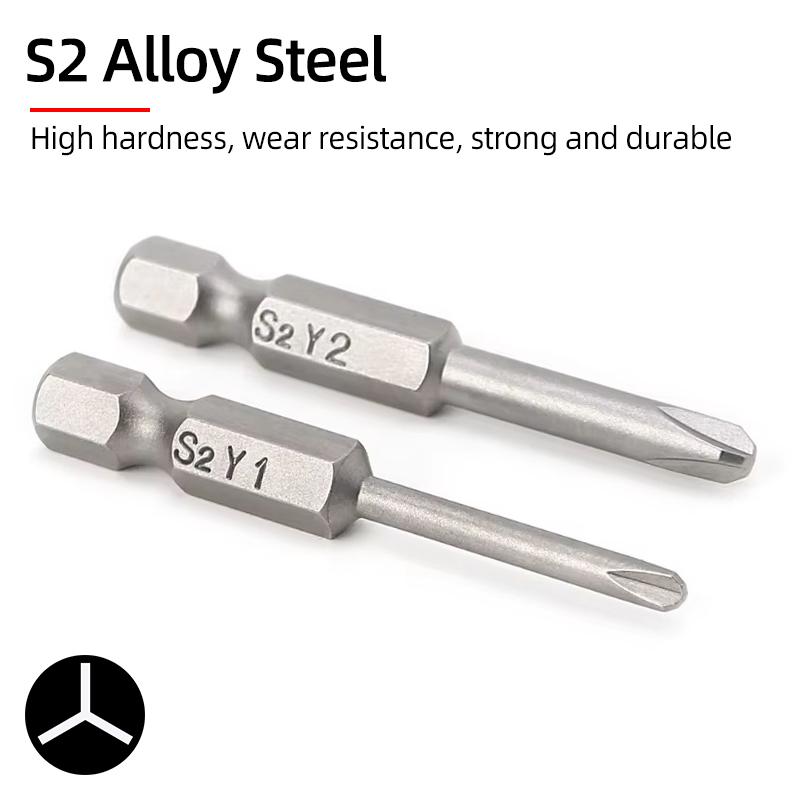 Y Shaped Screwdriver Bits Set Magnetic 1/4” Hex Shank Y Tip Head Y1 Y2 50mm S2 Steel Screw Driver Bit Ratchet Wrench Hand Tools