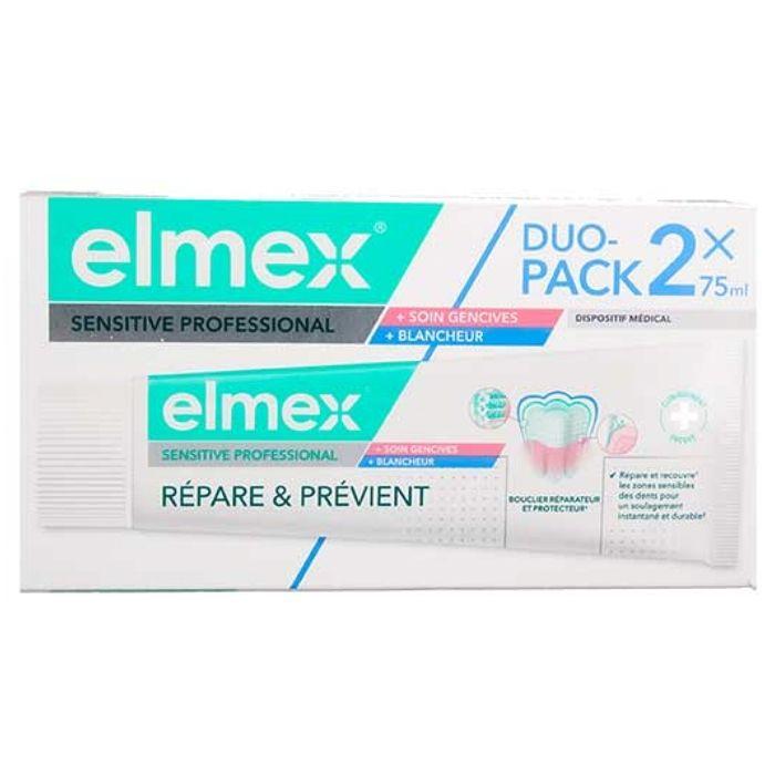 Elmex Sensitive Professional Répare & Prévient + Blancheur + Soin Gencives Lot de 2 x 75 ml