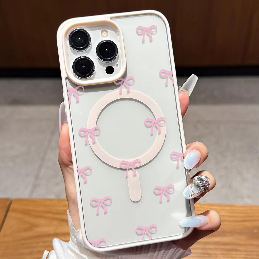 Handyhülle Für iPhone 17 16 15 14 Pro Max 13 12 11 Mini 16E 17 Air XS Max X XR Mit Einem Süßen Rosa Schleifenmuster Für Klare Hülle