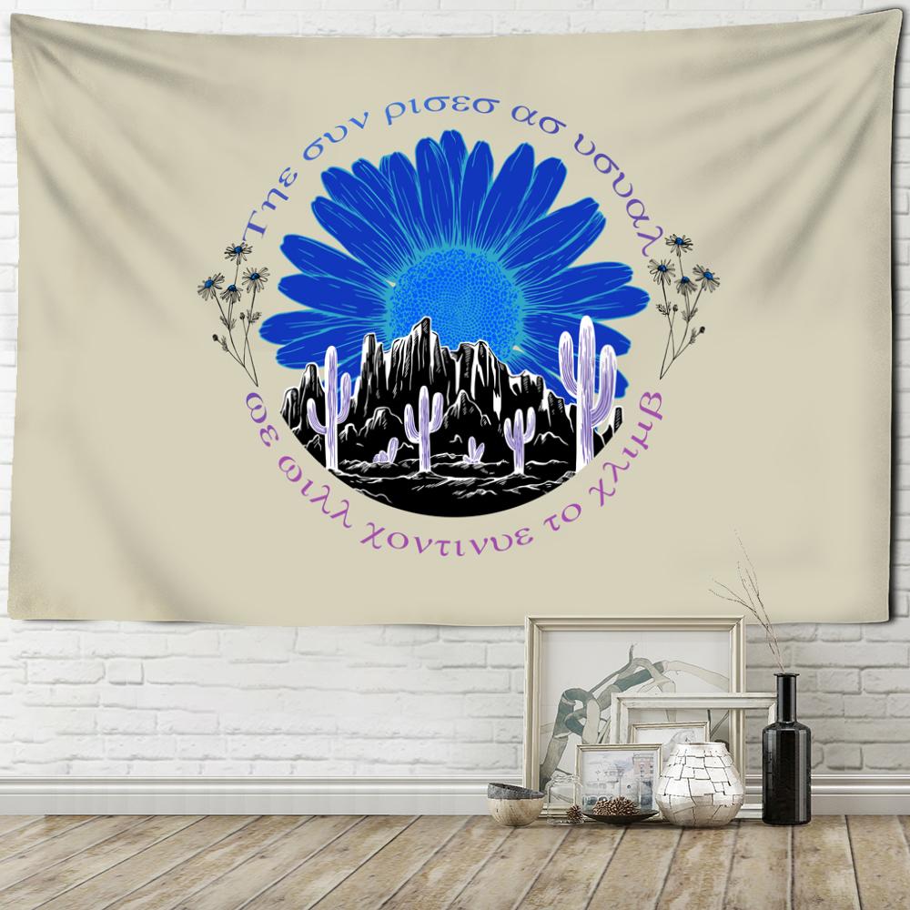 Sunflower Planet Tapestry Wall Hanging Natural Plants Bohemian Hippie Carpet Beach Towel Art Family Bedroom Room Decor