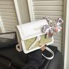Popular fresh and sweet silk scarf small square bag 2025 summer new trendy fashion women's bag foreign style shoulder messenger bag