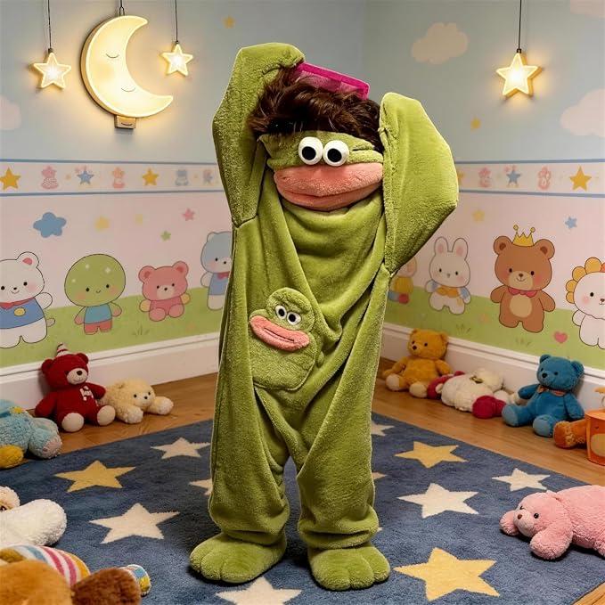 Tuta Mostro Bocca Grande, Accappatoio in Pile Corallo, Tuta Kigurumi Cartone Animato, Costume Cosplay Adatto Per Halloween Costume Cosplay NON INCLUDE Pettine