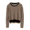 Women's 2025 Color-Block Striped Knit Sweater: Round Neck, Slim Fit, Warm Wool for Autumn/Winter