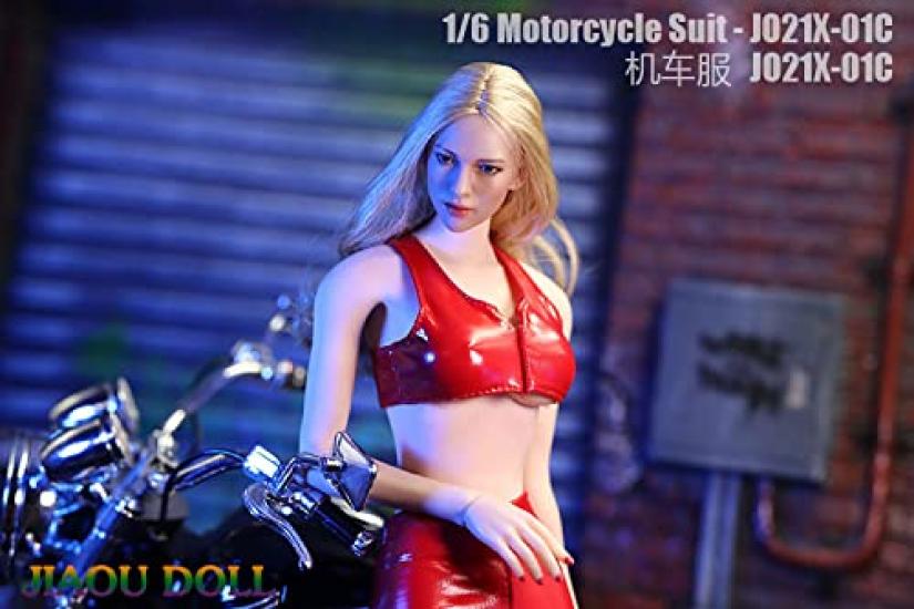 Scale Figure Motorcycle Suit for Women Sexy Beauty Red Motorcycle Clothes Leather Corset and Pants Set Head and Shoes Not [TOYBARJAPAN] 1/6 JO-21X-01C