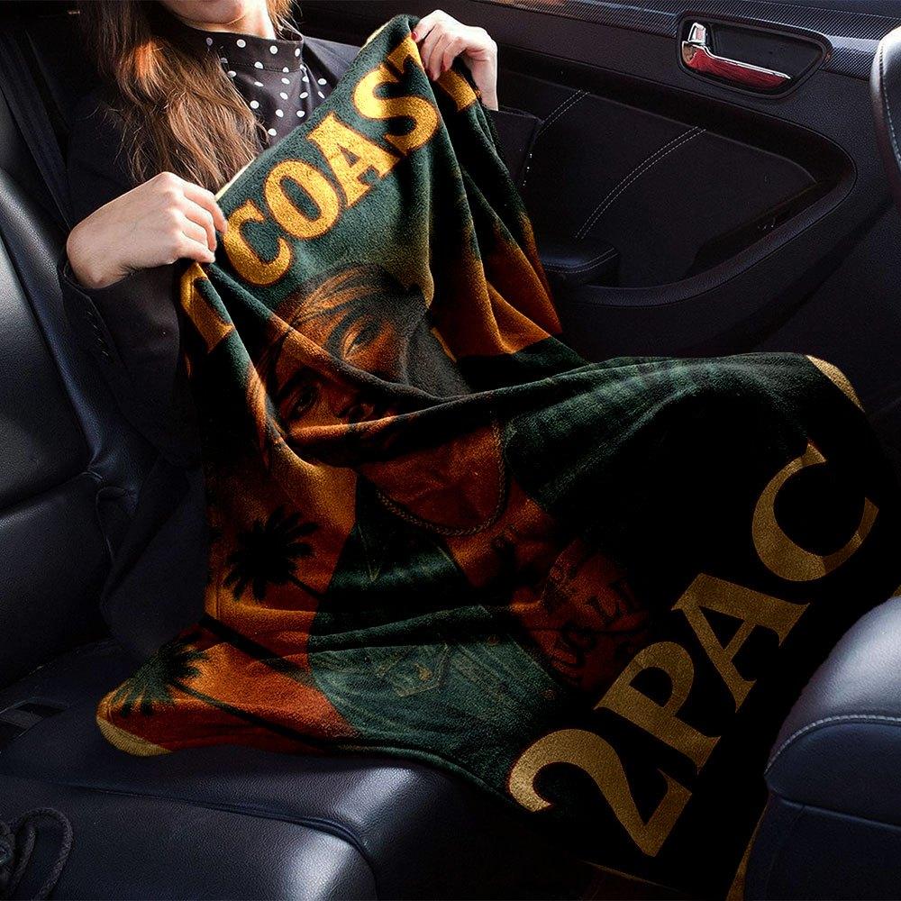 1pc 2PacHip Hop Blanket Soft Lightweight All Season Multi Purpose Throw for Sofa, Bed, Office & Picnics, French Style with Iconic Album Art & Quotes