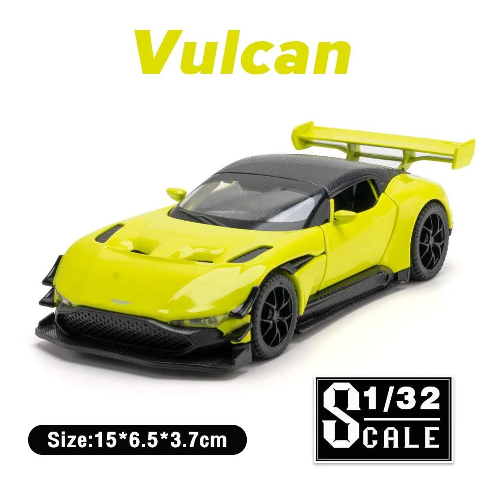 1:32 Scale Vulcan DB12 Sports Car Model Toy Pull Back Sound Light Metal Diecast Vehicles Models for Children's Interactive Toys