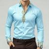 2025 Herren Neue Modische Hohe Qualität Gold Muster Satin Hohe Qualität Herren Langarm Kragen Hemd Geeignet für Party Wearin