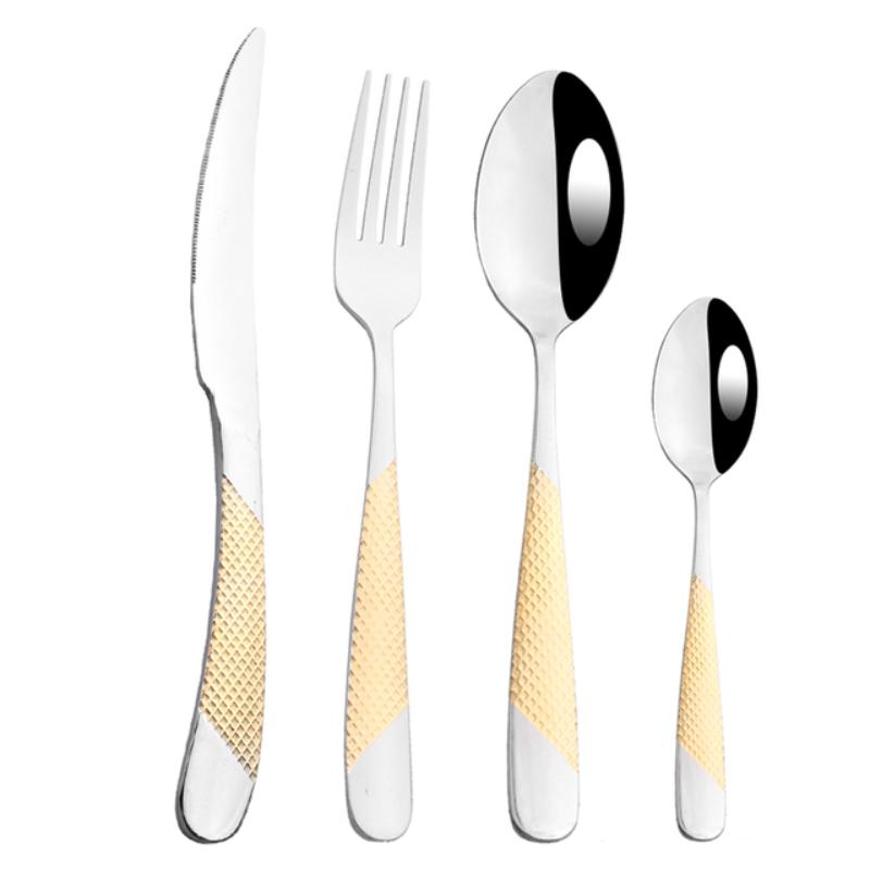 4Pcs Colorful Stainless Steel Dinnerware Cutlery Set Dinner Tableware Set Luxury Flatware Fork Knife Spoon For Wedding