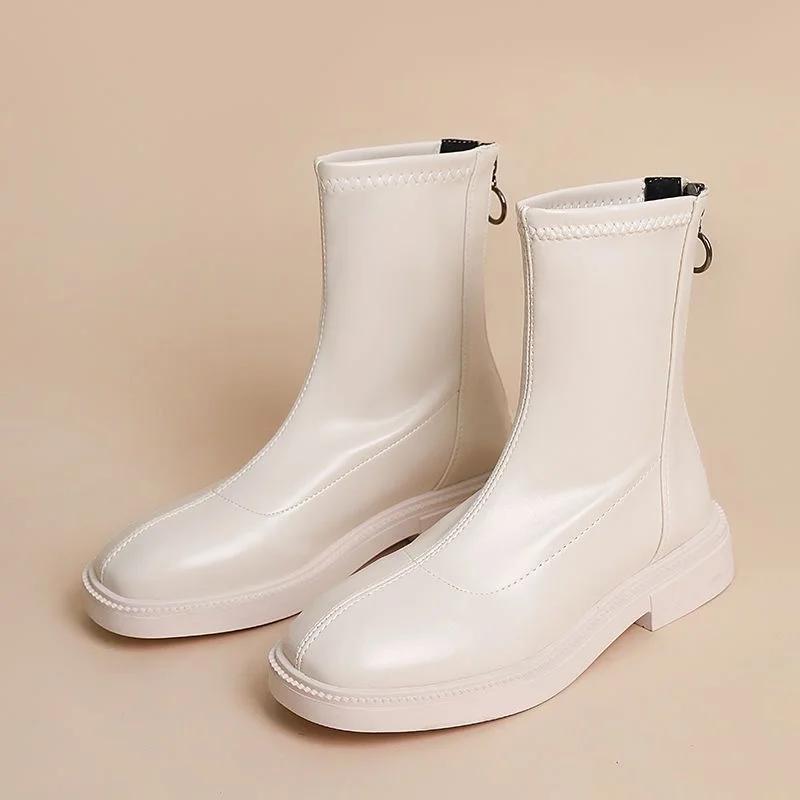 2025 Winter New Thick Soled Boots Women's Back Zipper Fashion Warm Shoes Comfortable Botas De Inviernno Para Mujer