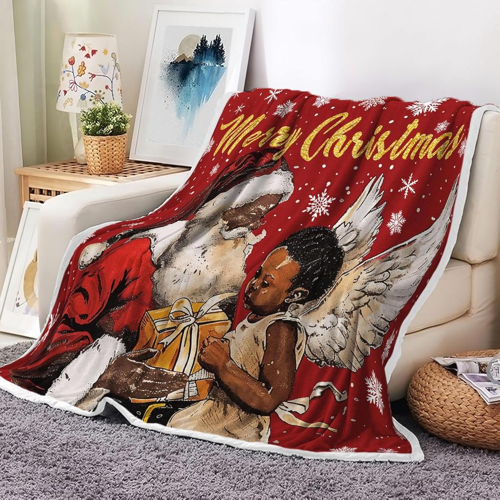 Weihnachtsrot Weiß Überwurfdecke - Weicher Flanell mit Schneeflocken Sternen Baum, Dekorativ für Zuhause Sofa Neujahr