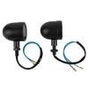2pcs Motorcycle LED Turn Signal Lamp 12V Vintage Yellow Light Black Shell Modification Universal