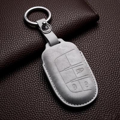 Leather Car Key Cover Case Fob for Jeep Renegade Compass Grand Cherokee for Chrysler 300C Wrangler Keychain Keyring Accessories