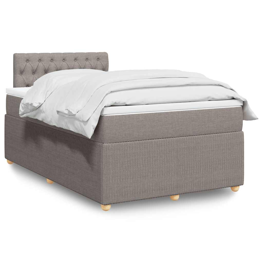 Vidaxl Łóżko Kontynentalne Z Materacem, Taupe, 120X190 Cm, Tkanina