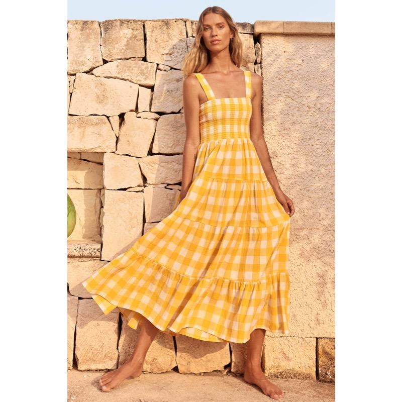 

Женское платье с открытой спиной и подтяжками в полоску S оранжевый