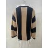 Damski Sweter Dzianinowy Casualowy w Paski Patchworkowy Okrągły Dekolt Rozszerzane Długie Rękawy Luźny Modny Dzianinowy Top Casualowy Wszechstronny Miękki Stylowy Sweter Dzianinowy Płaszcz