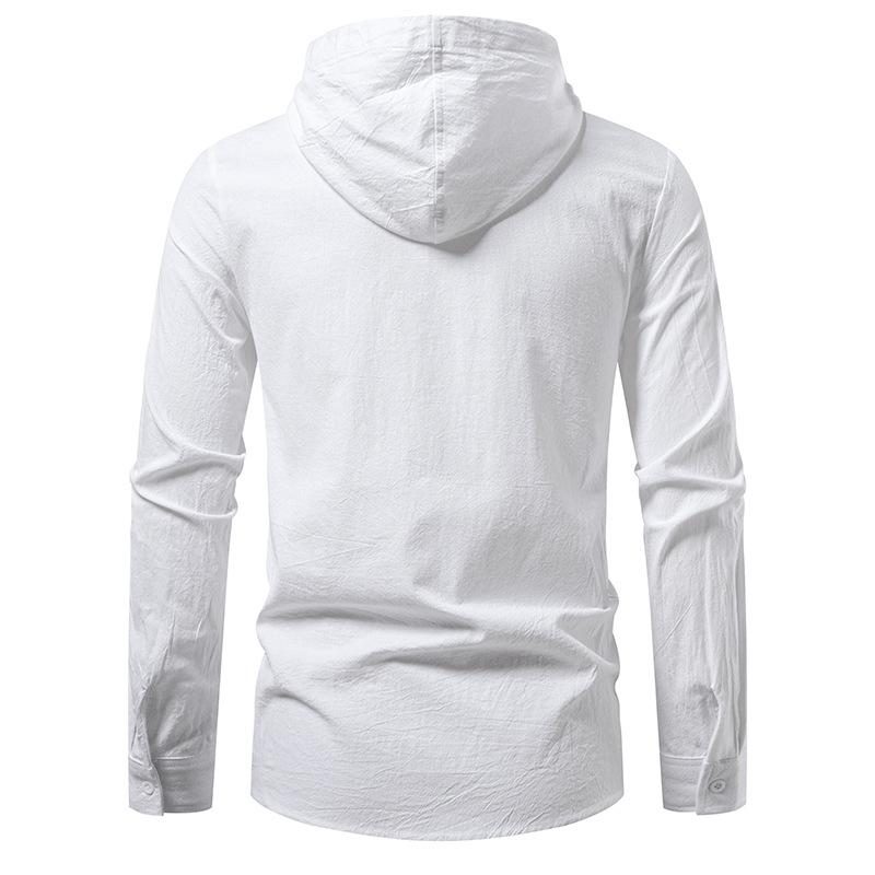 Herren Schnürhemd mit Kapuze Langarm Lässiges Retro Oberteil für Herren Frühling Herbst Mode Mehrfarbig Herrenbluse