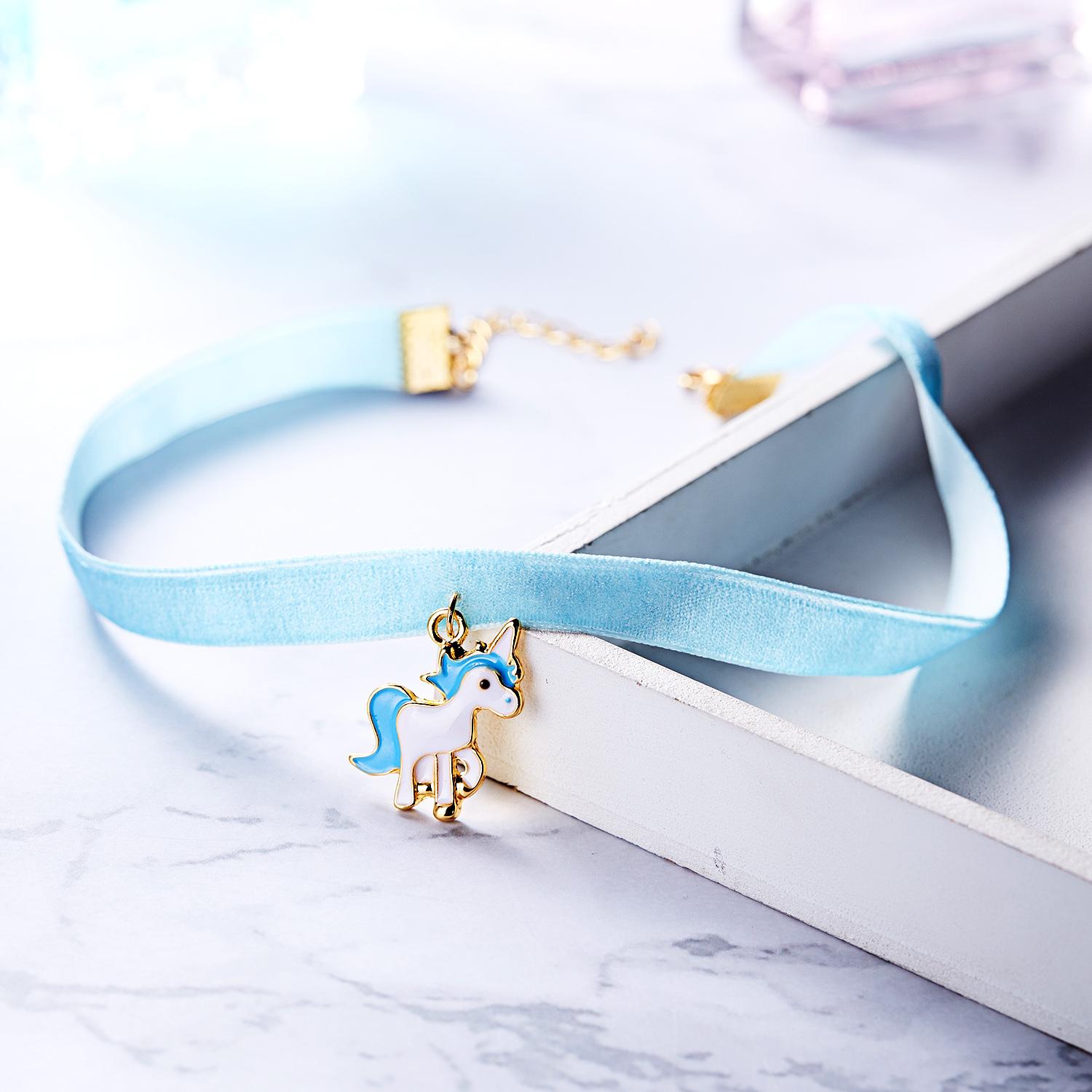 

Korean Cute Cartoon Horse Short Necklace for Girls Kids Sweet Color Kawaii Animal Pendant Choker Necklace Friendship Jewelry