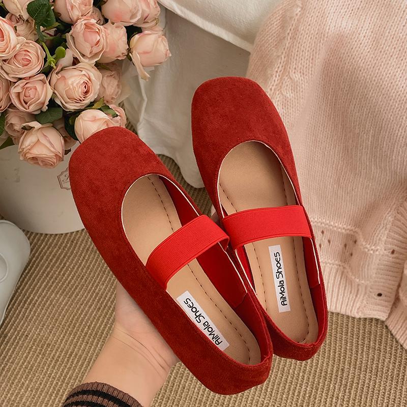 Spring New Women Flats Round Toe Shallow Elastic Band Ladies Casual Ballet Shoes Eelgant Dress Shoes