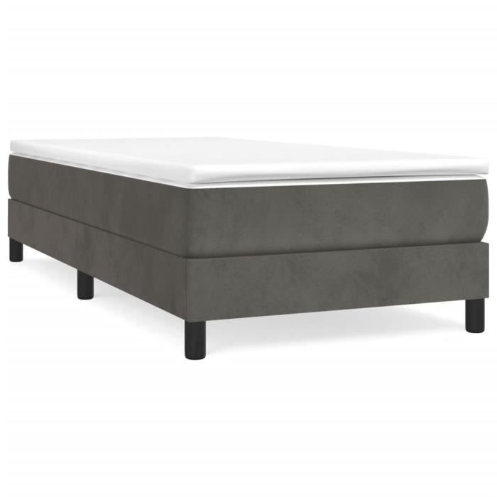VidaXL Lit à sommier tapissier et matelas Gris foncé 90x200 cm Velours - Modèle 3144310