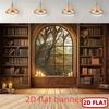 2D Cozy Study Room with Candles Backdrop Photography Background Banner