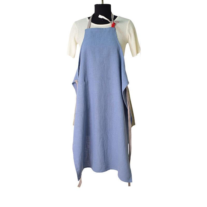 Bawełniano-lniany fartuch ogrodniczy w kwiaty - Prosty i elegancki styl japońsko-koreański