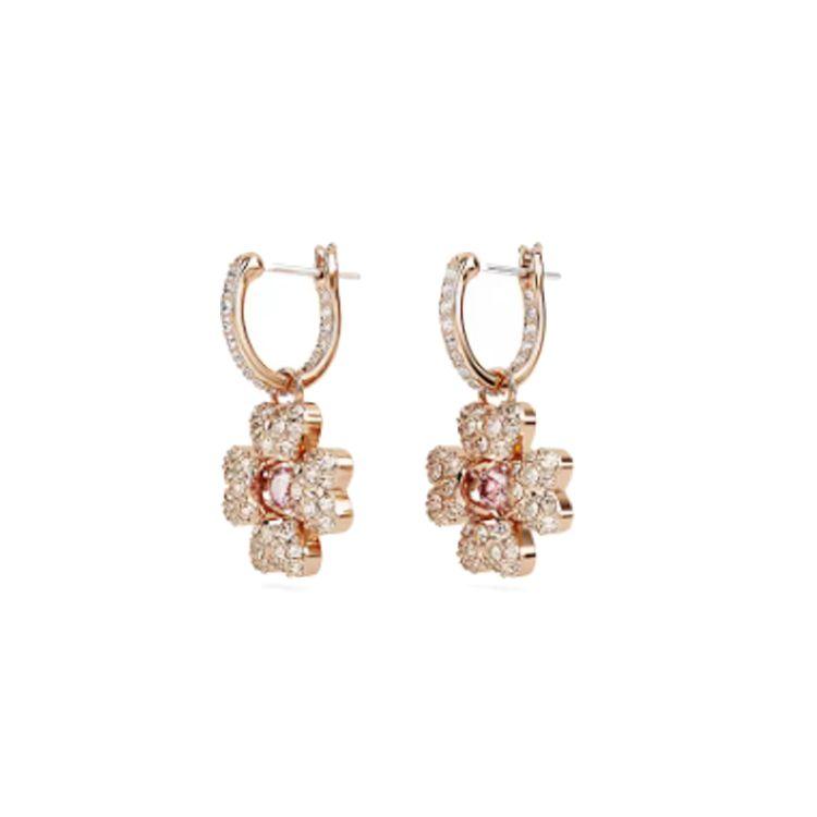 Swarovski Idyllia Water Drop Lucky Clover Earrings Women Earrings Rose-Gold 5674212