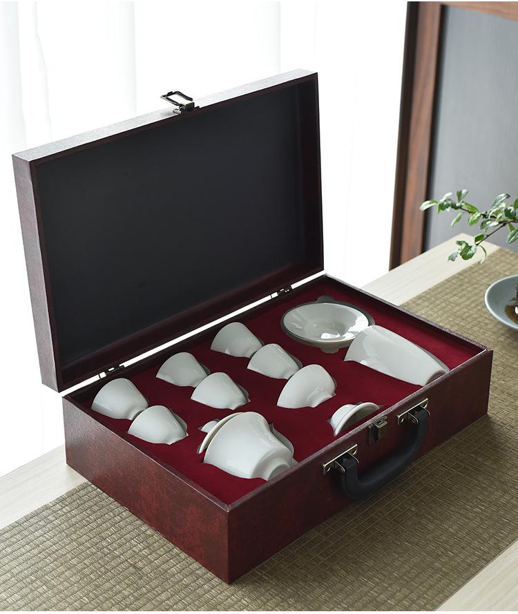 Lamb Fat White Porcelain Gongfu Tea Set - Customizable Tea Cups & Business Gift